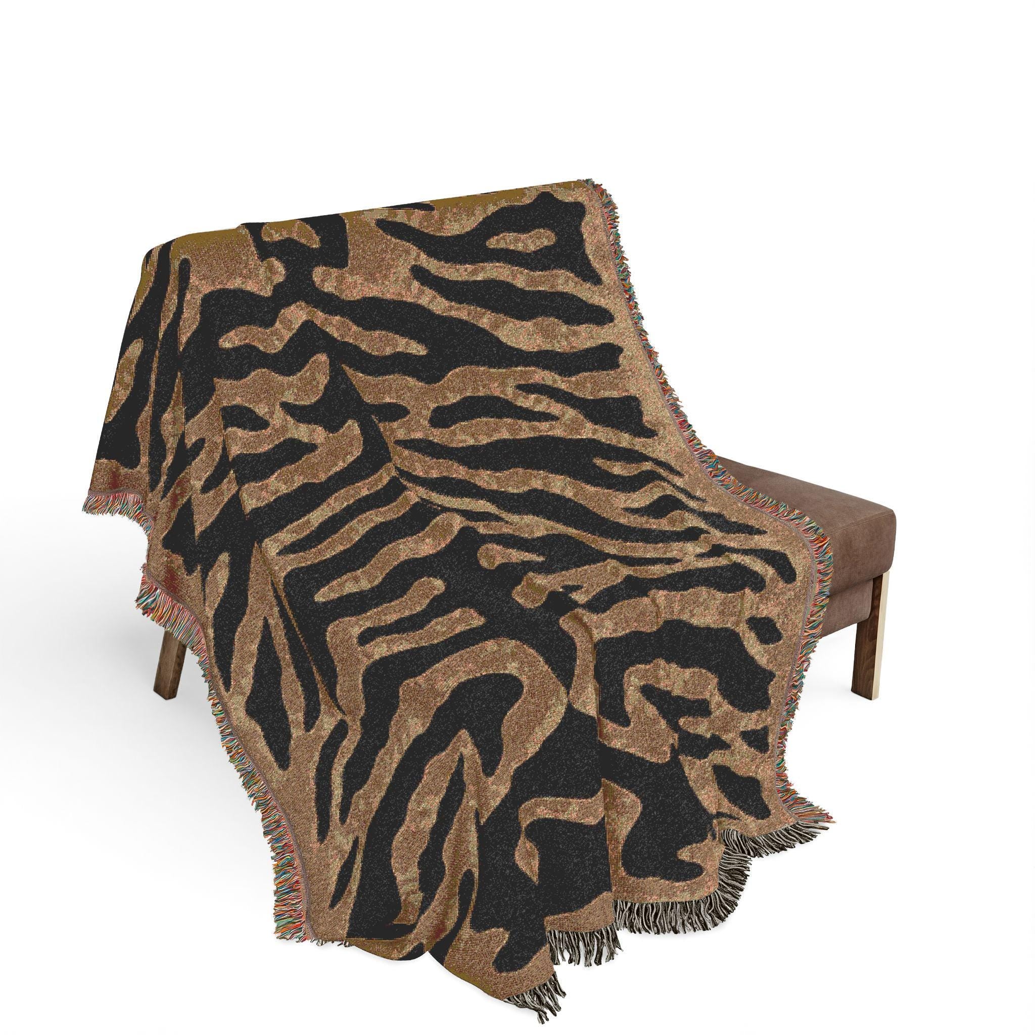 Brown Tiger Print Woven Blanket