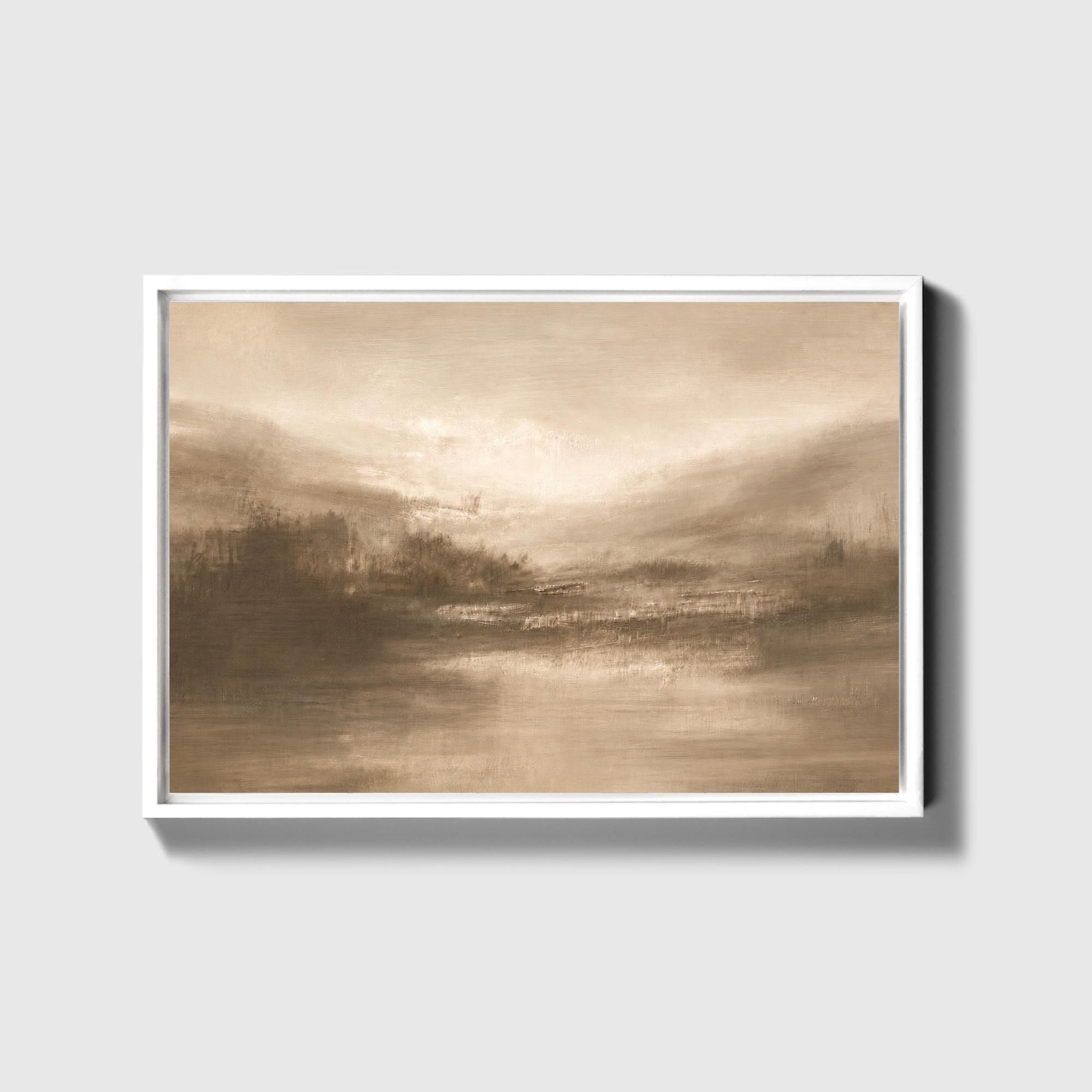 Abstract Landscape Canvas | Large Canvas Print - Beige Earth Tone Artwork, Moody Wall Decor