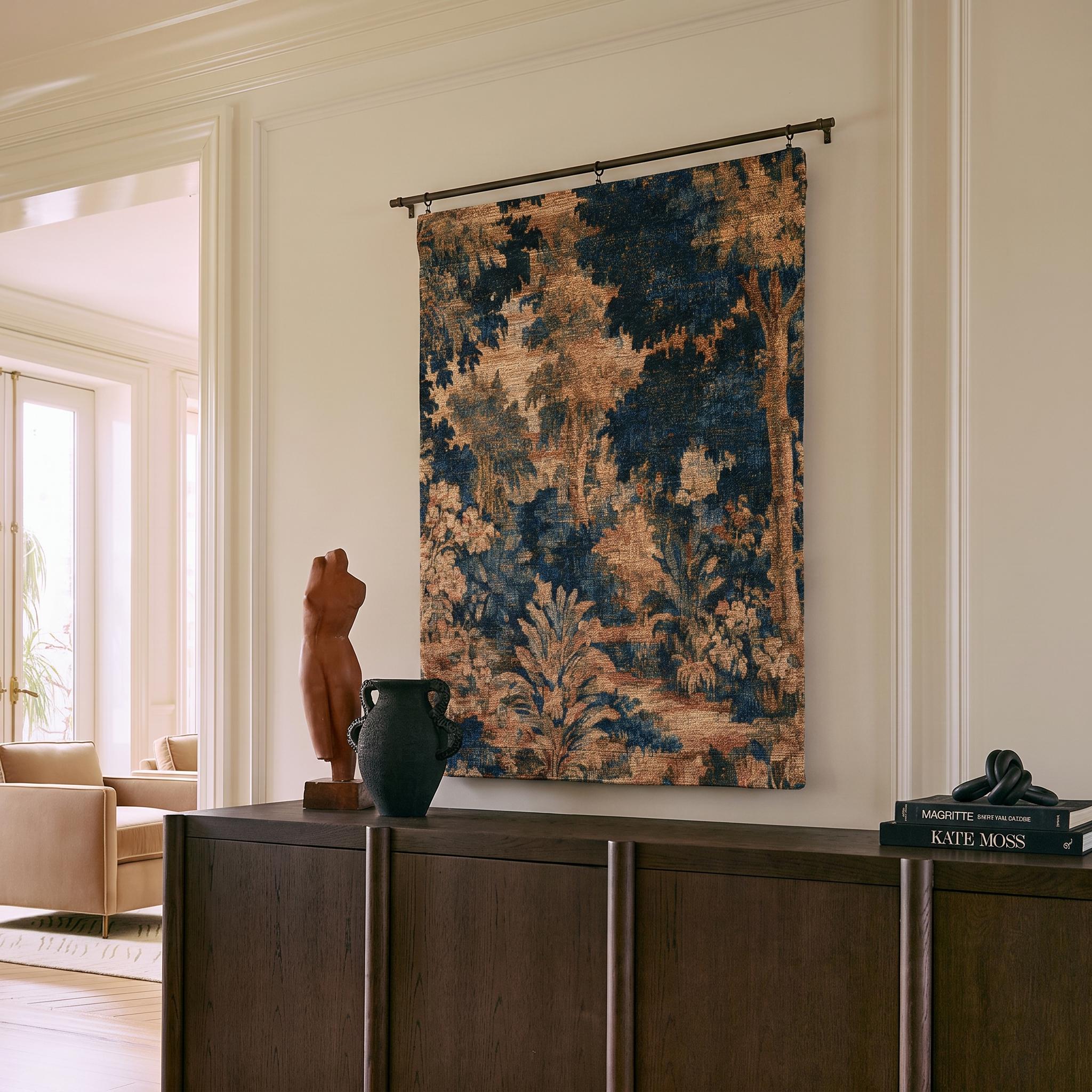 Blue & Rust Woven Wall Tapestry