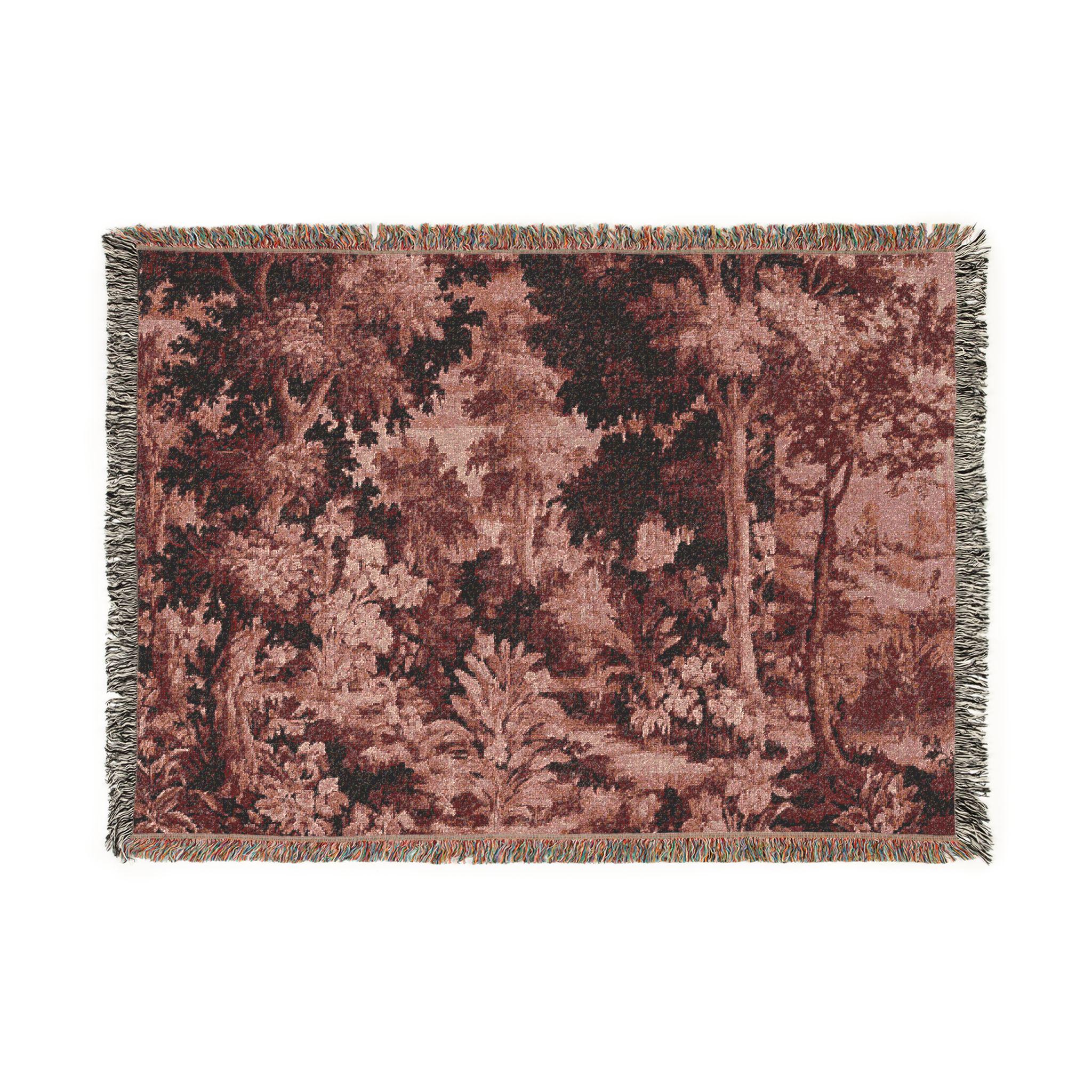 Burgundy Tapestry Woven Throw Blanket