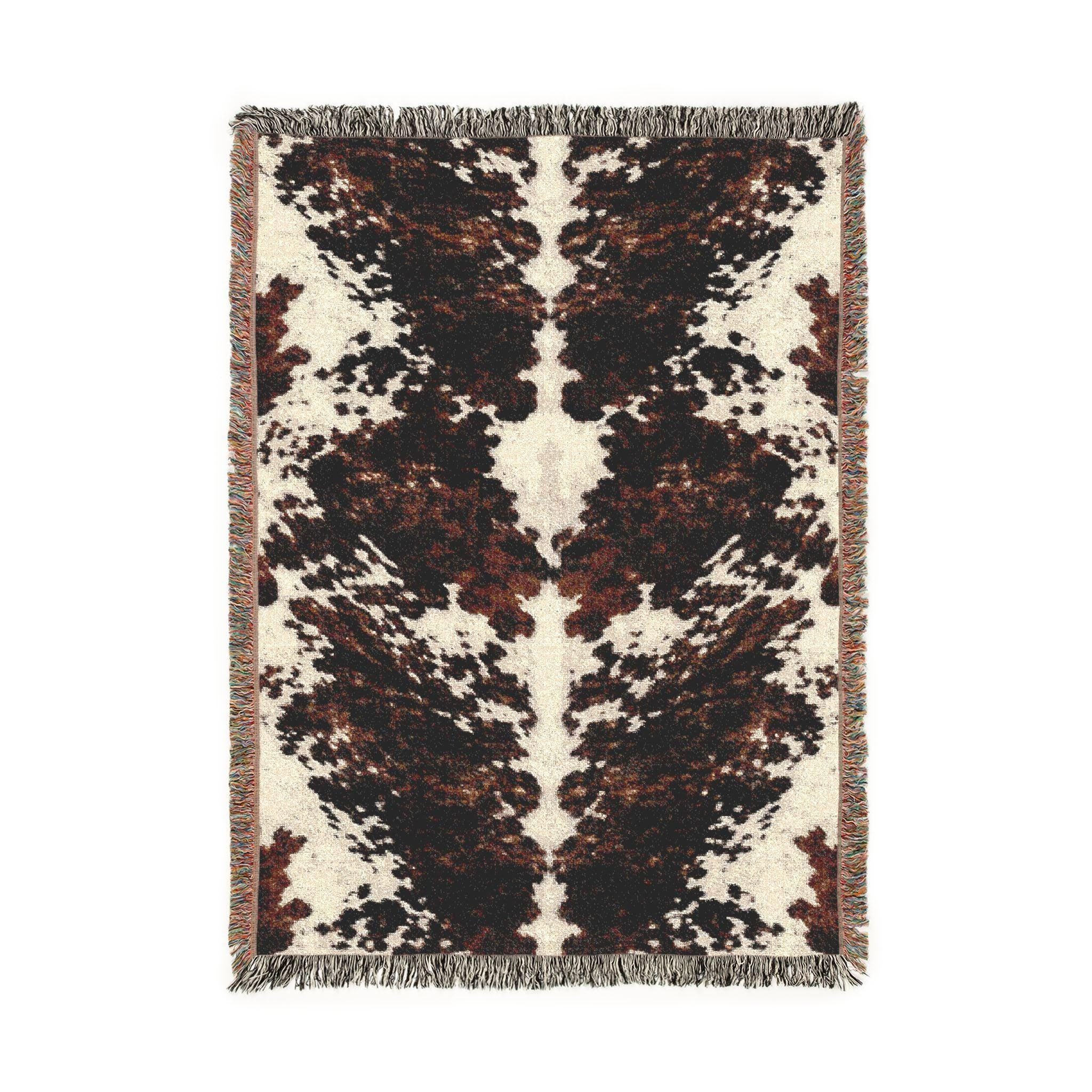 Cow Print Woven Throw Blanket