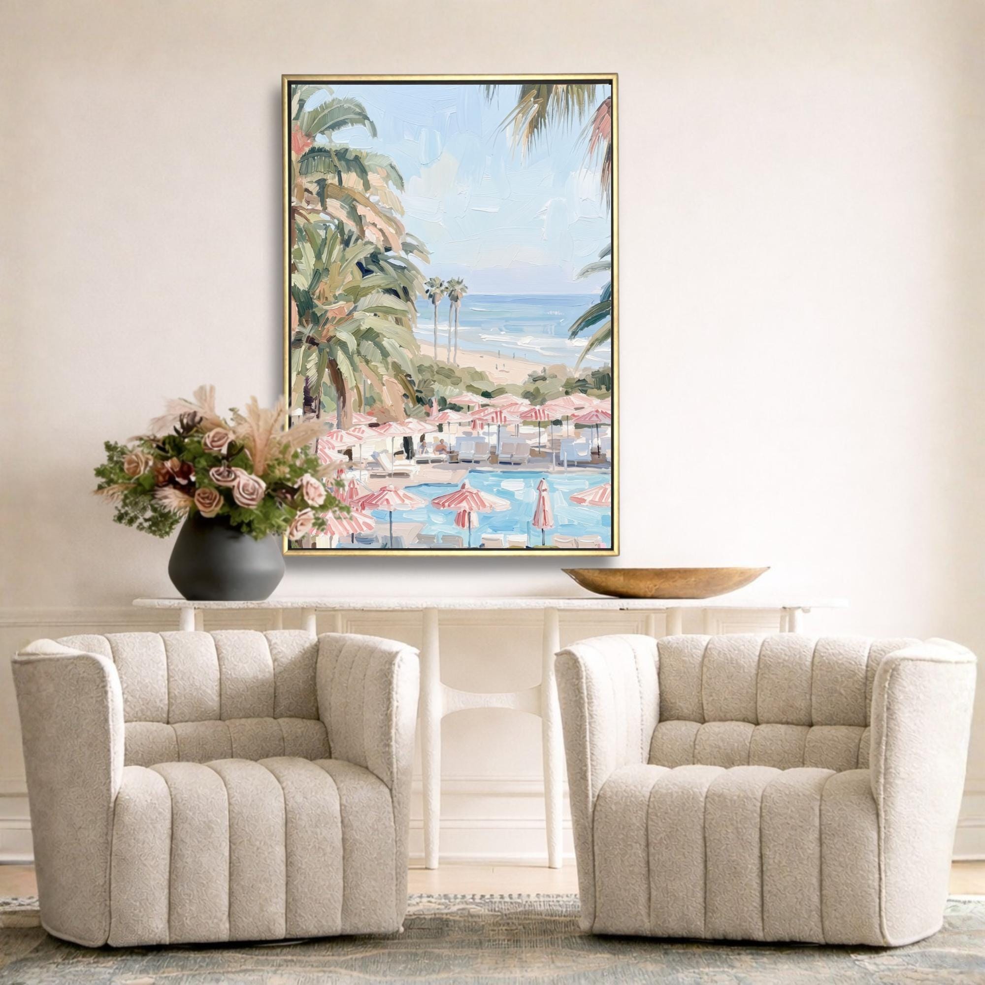 Pink & Blue Beach Day Canvas