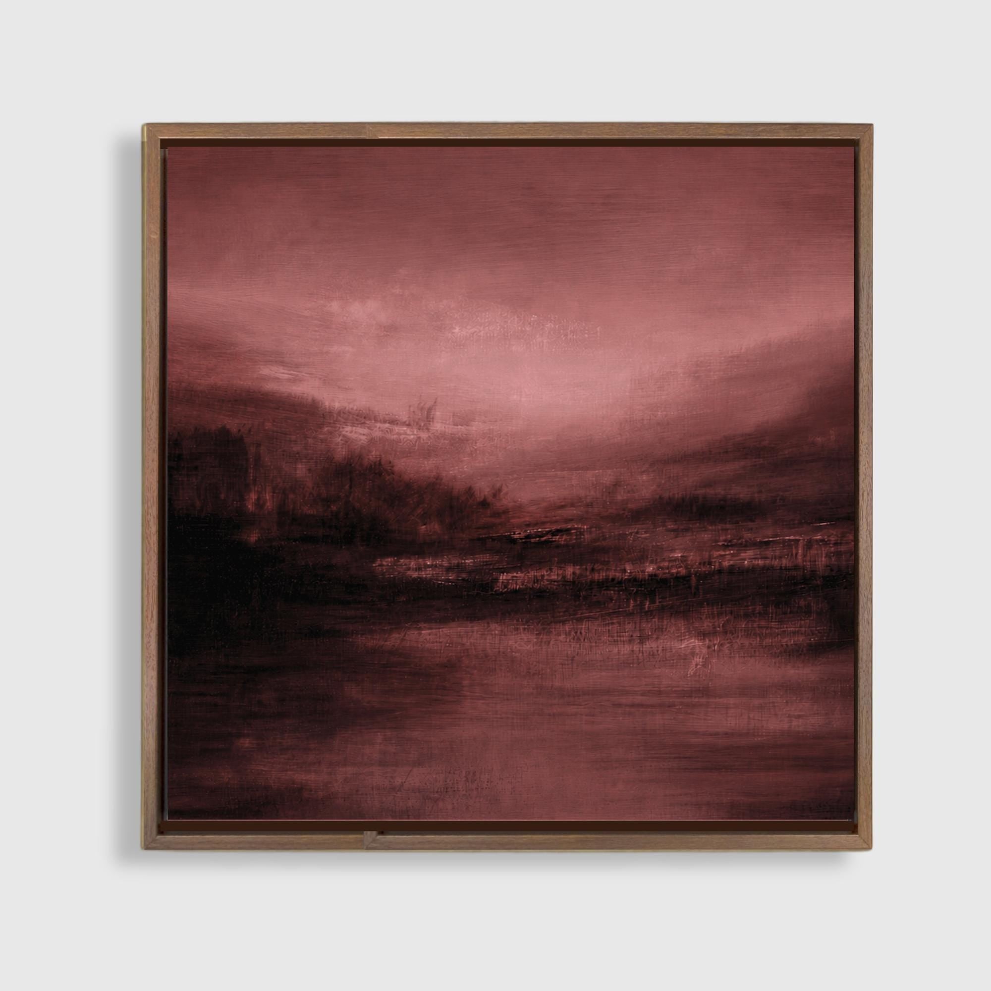 Burgundy Canvas Wall Art – Oversized Abstract Landscape Art | Moody Plum Painting