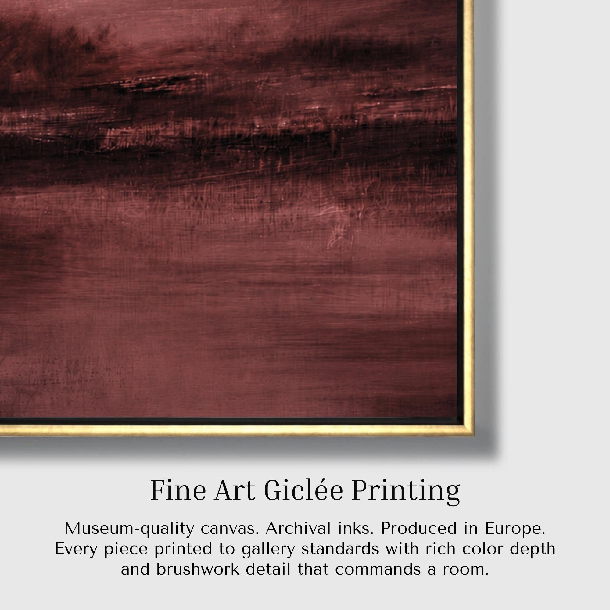 Burgundy Canvas Wall Art – Oversized Abstract Landscape Art | Moody Plum Painting