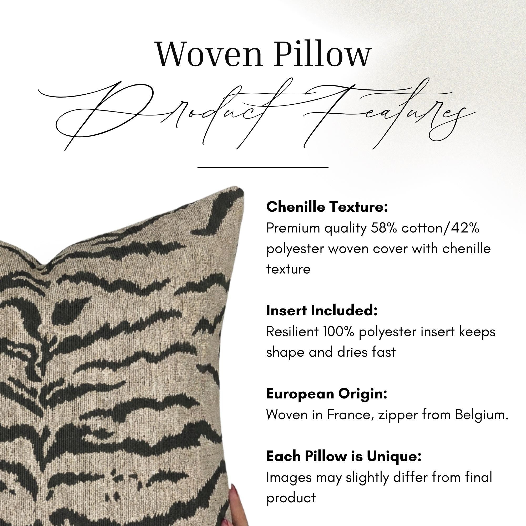 Gray Tiger Stripe Woven Pillow