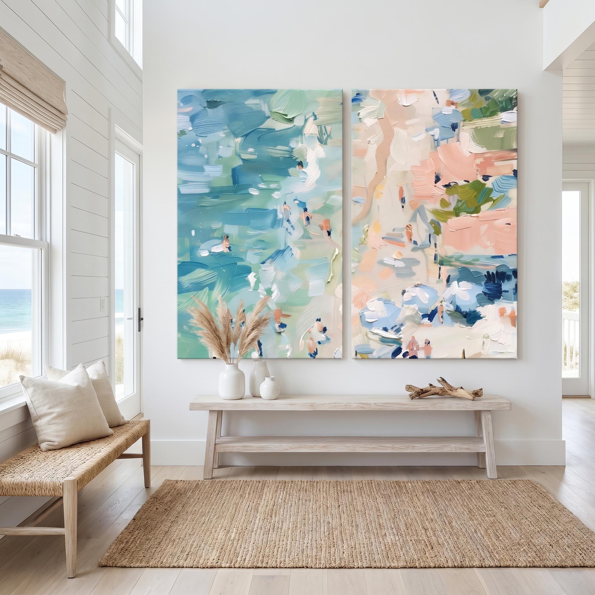 Blue & Sand Two-Panel Canvas Set