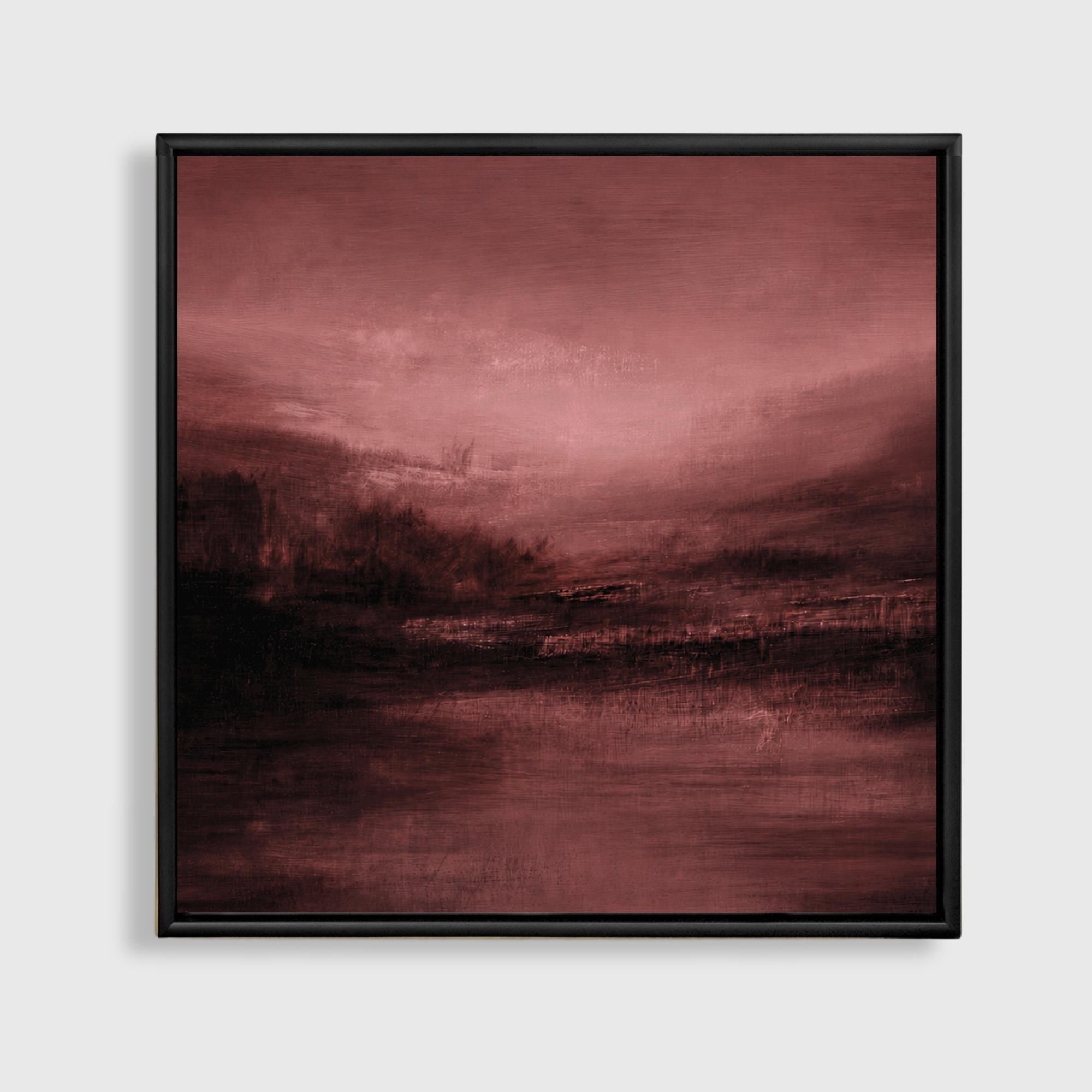 Burgundy Canvas Wall Art – Oversized Abstract Landscape Art | Moody Plum Painting
