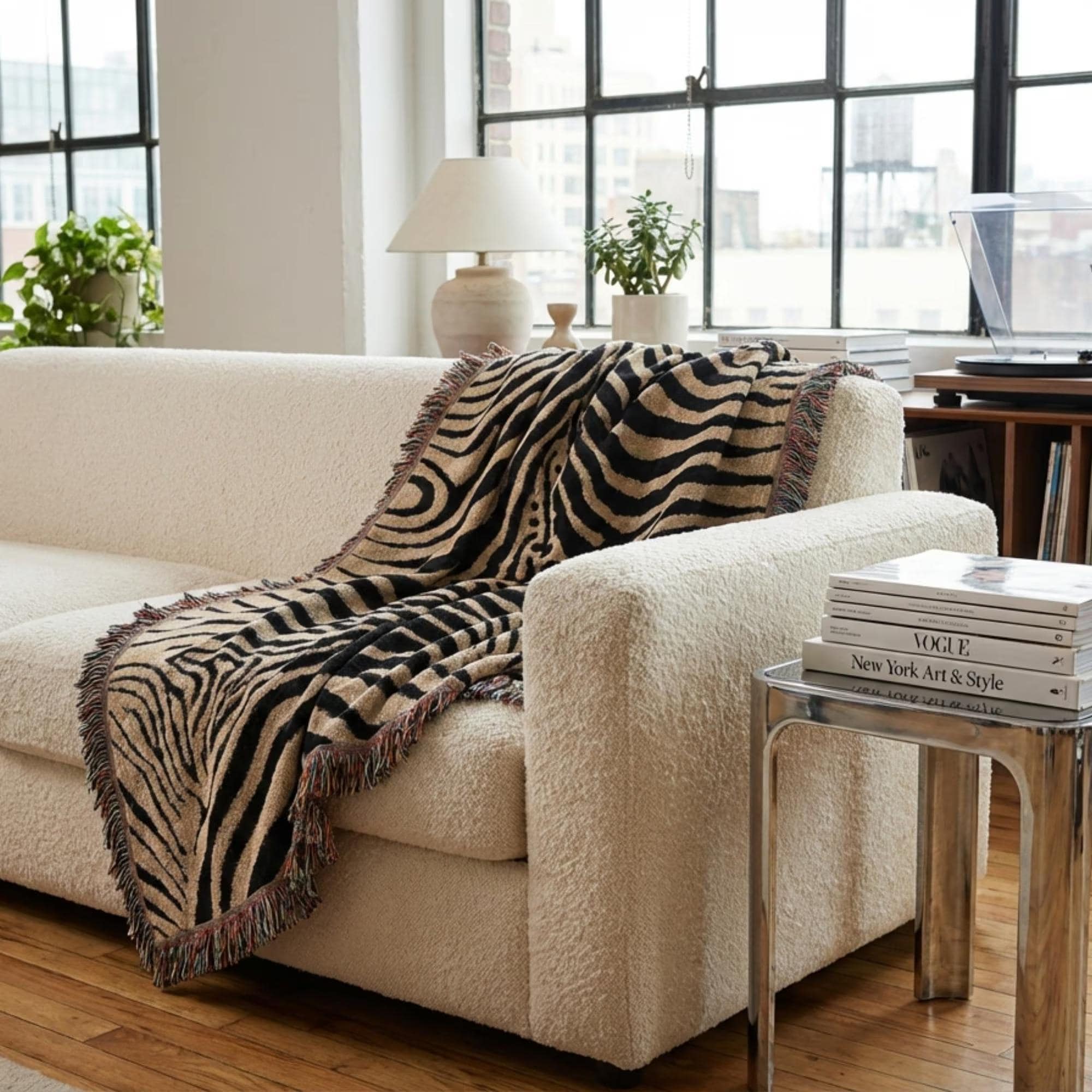 Zebra Stripe Woven Throw Blanket