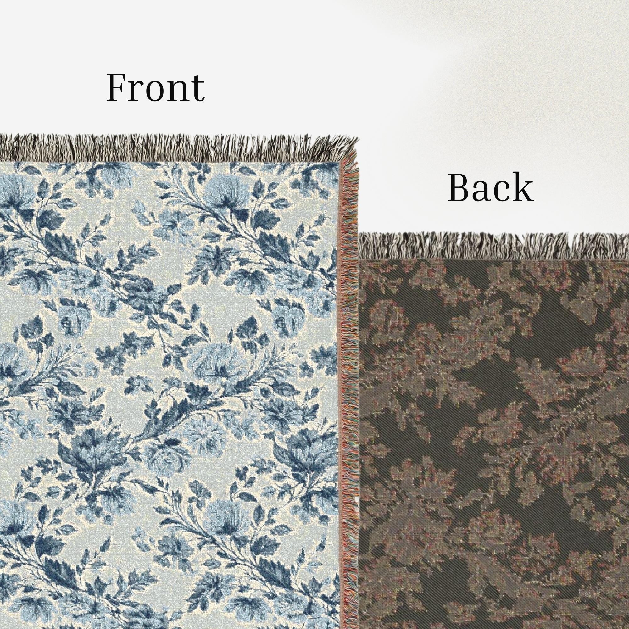 Blue & Cream Chinoiserie Woven Throw Blanket