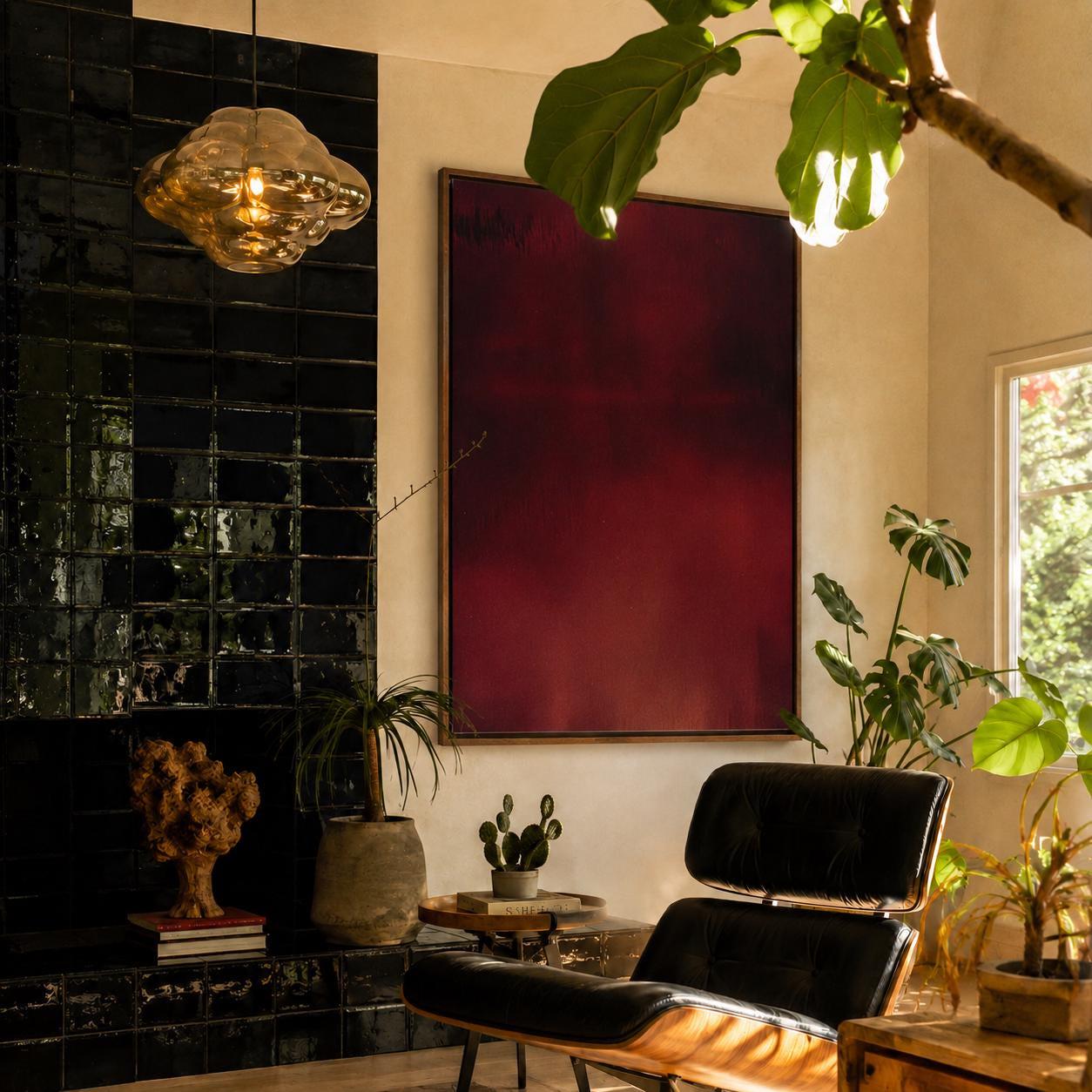Burgundy Brushwork Canvas