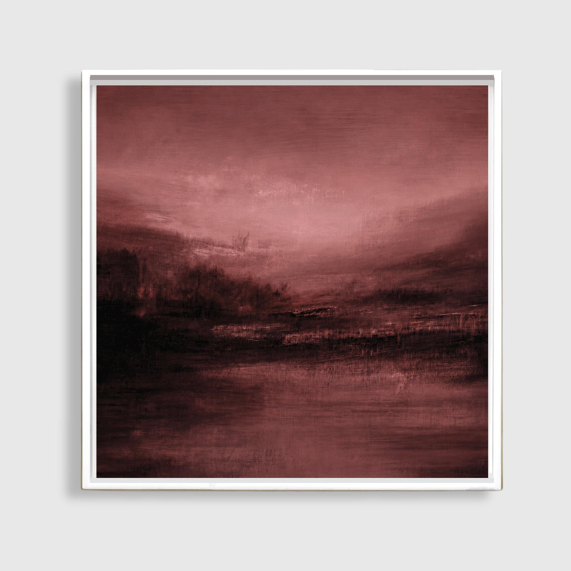 Burgundy Canvas Wall Art – Oversized Abstract Landscape Art | Moody Plum Painting