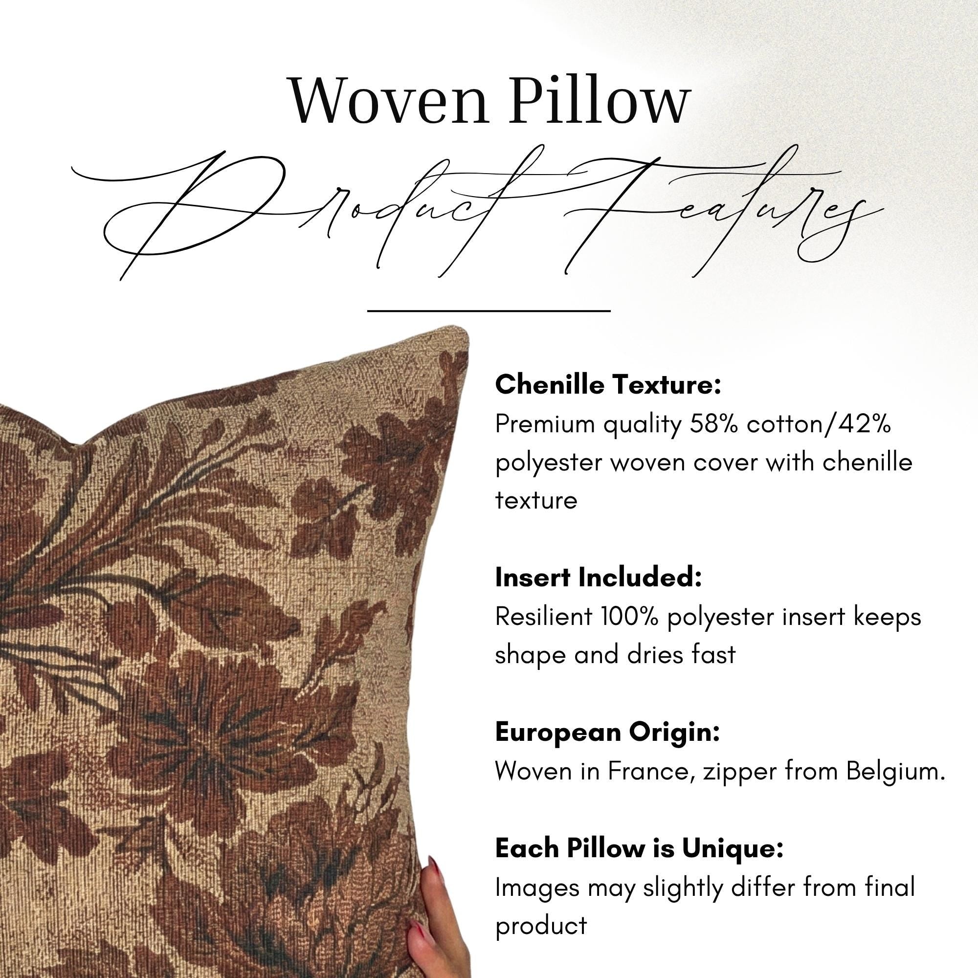 Brown Floral Bloom Woven Pillow