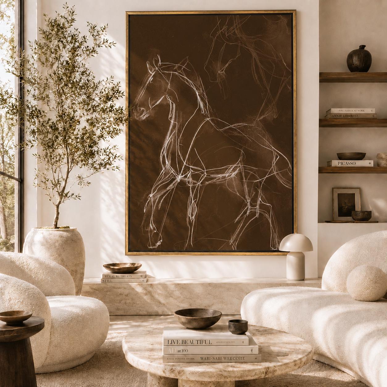 Chalk Horse Sketch Canvas