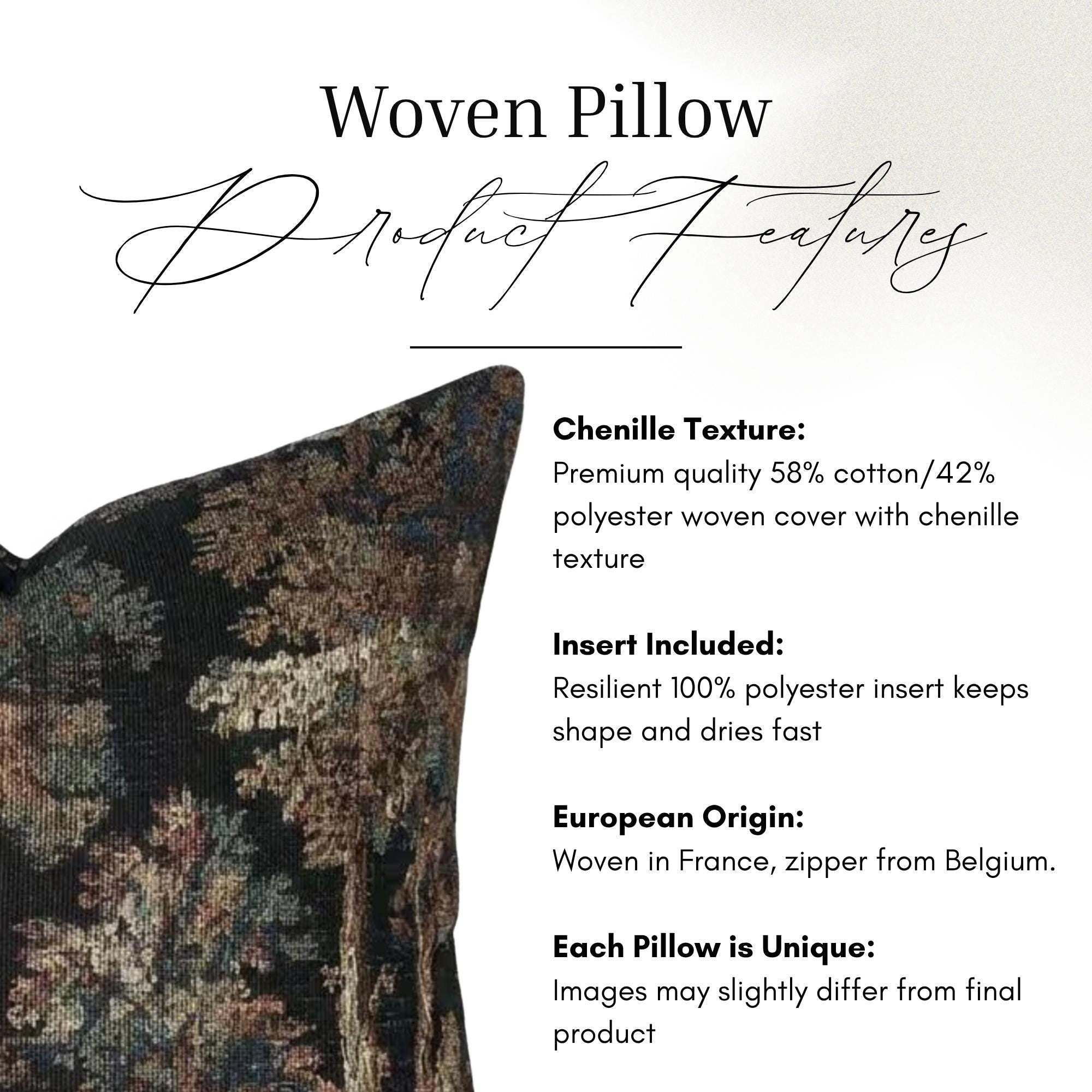 Woodland Forest Black Woven Throw Pillow