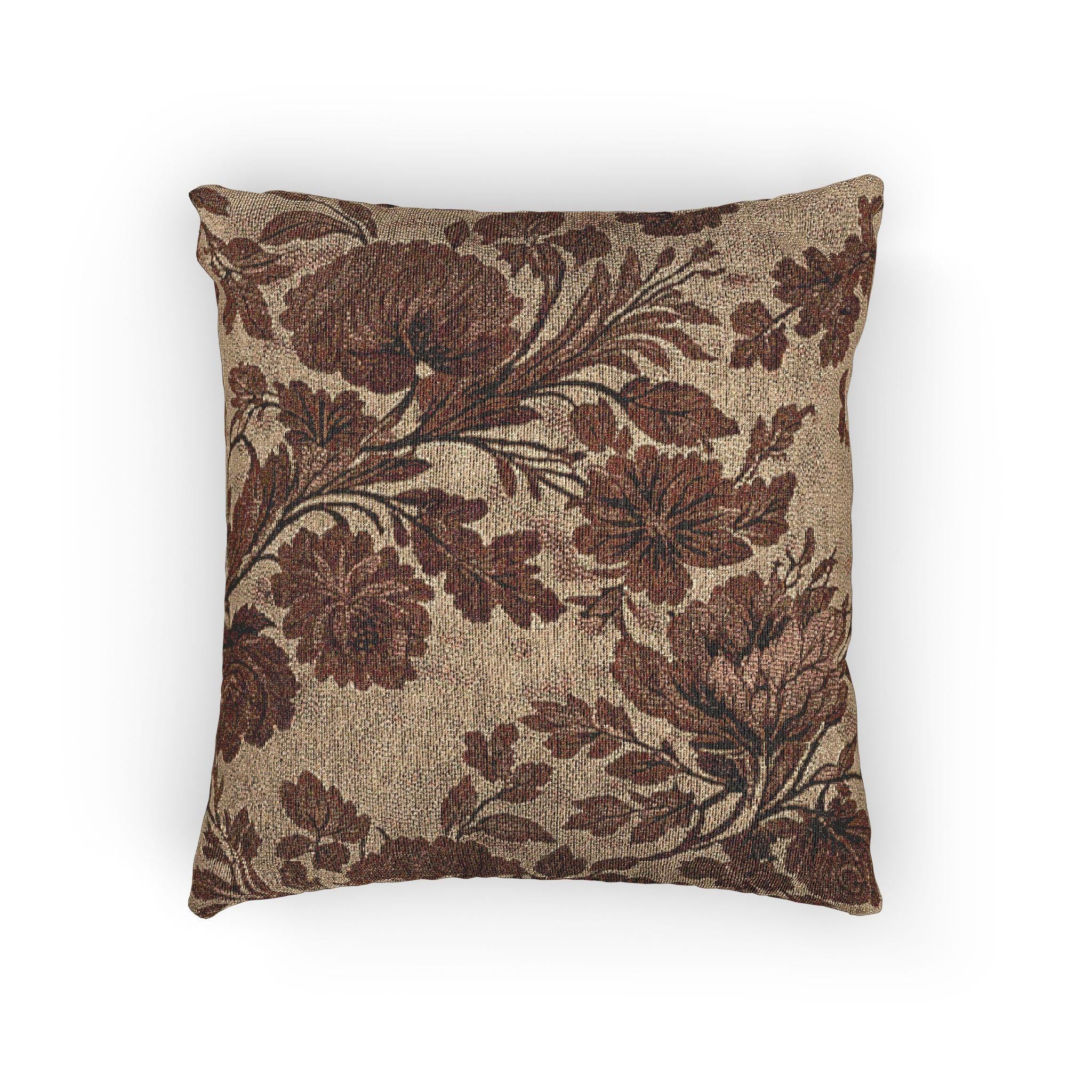 Brown Floral Bloom Woven Pillow