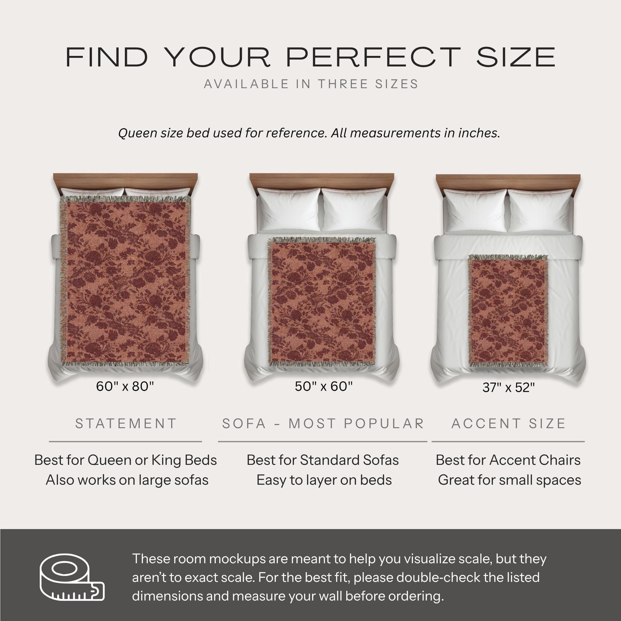 Burgundy Woven Throw Blanket, 100% Cotton Jacquard, Fringed Edges