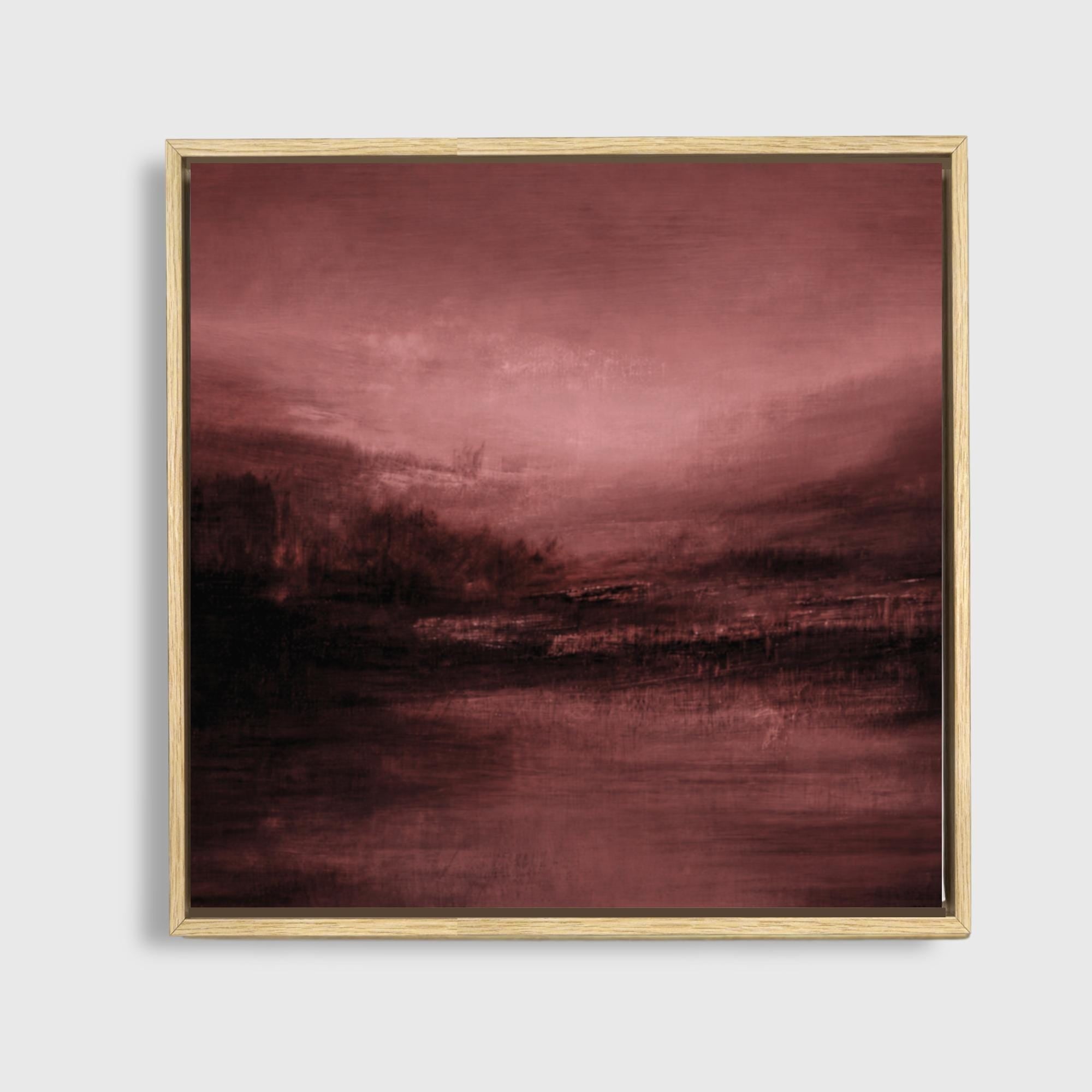 Burgundy Canvas Wall Art – Oversized Abstract Landscape Art | Moody Plum Painting