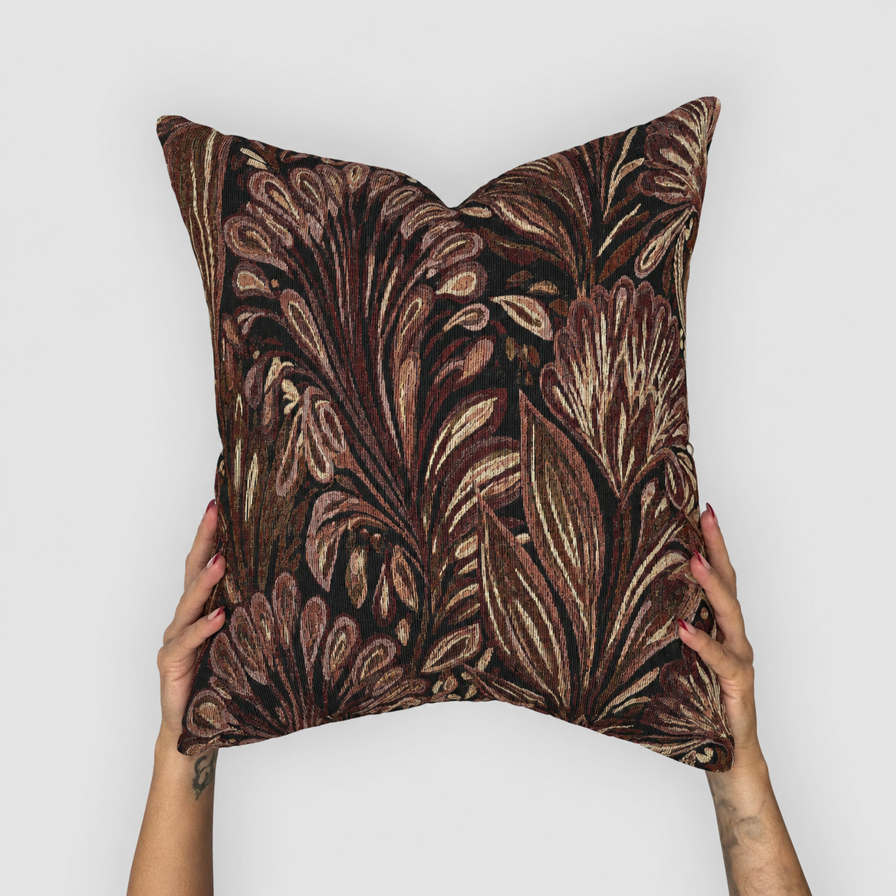 Vintage Art Deco Woven Pillow with Insert 17" X 18"