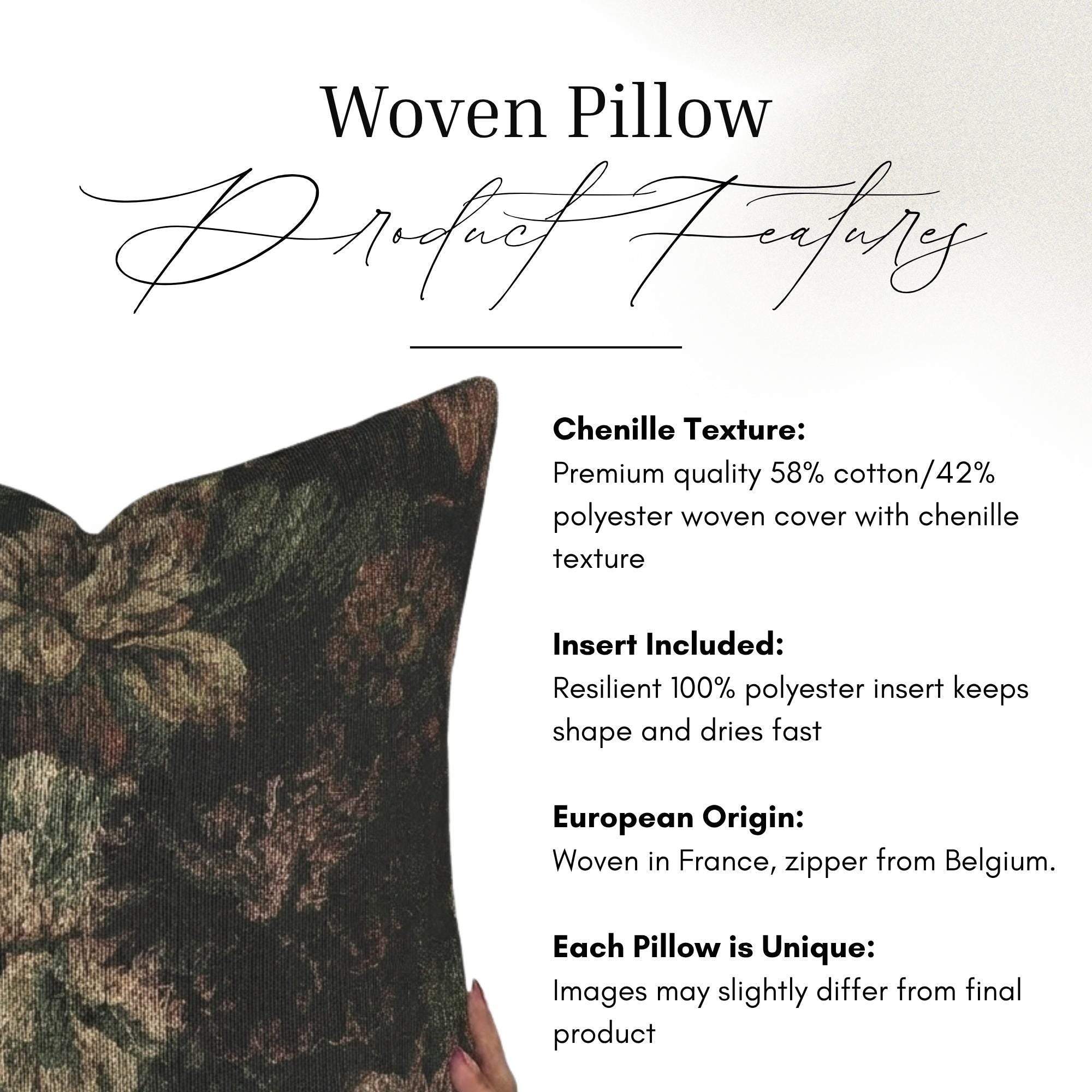 Dark Botanical Woven Throw Pillow