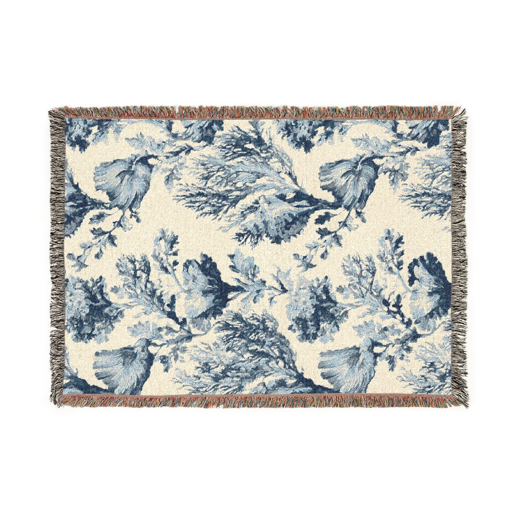 Coastal Chinoiserie Woven Throw Blanket