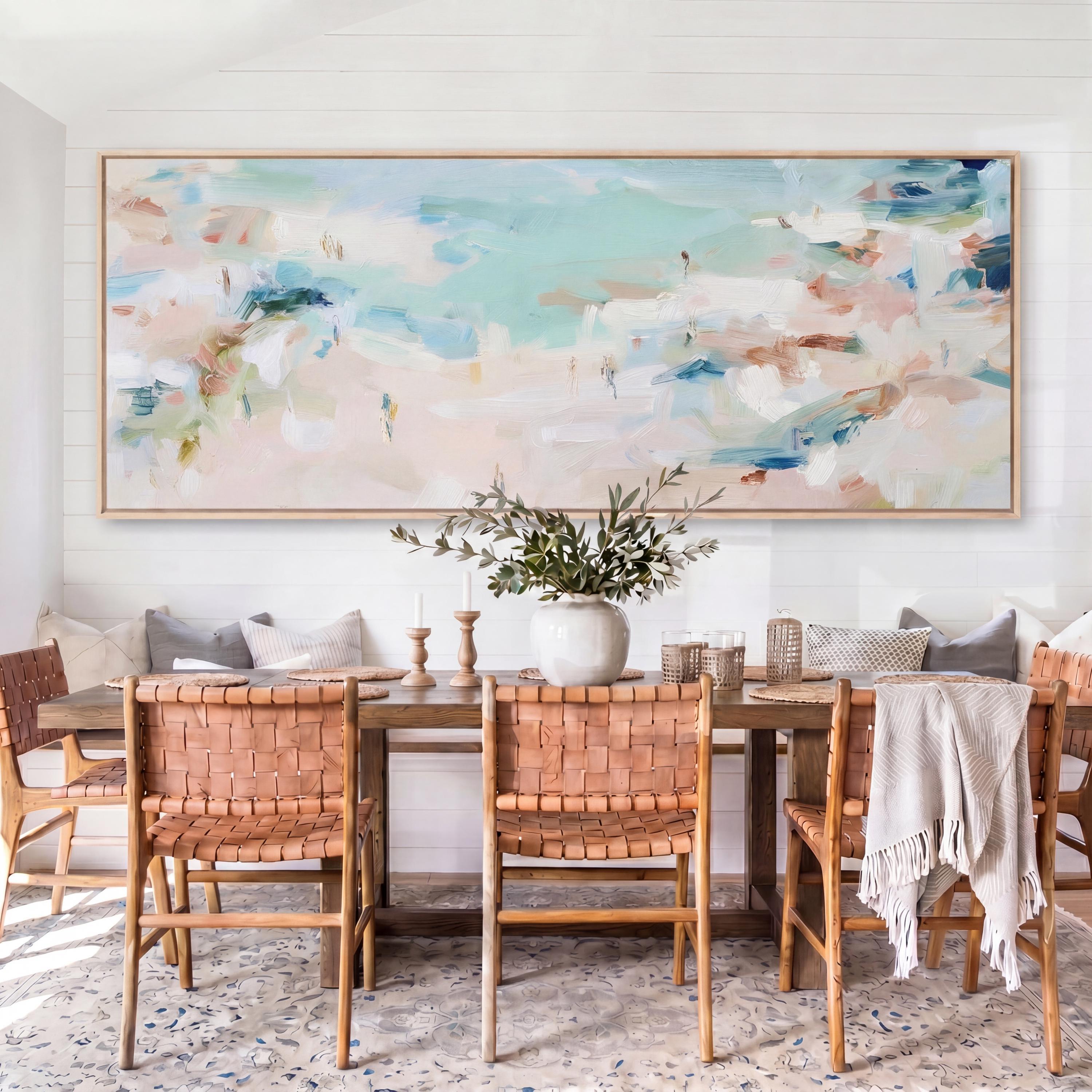Coastal Abstract Canvas | Panoramic Wall Art - Oversized Beach House Decor