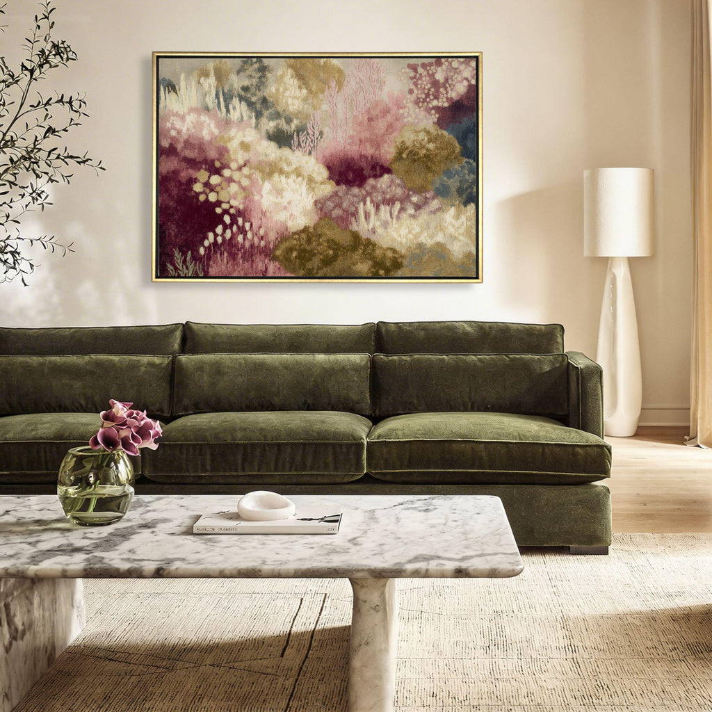 Abstract Floral Canvas, Moody Pink Burgundy Landscape Print 24x36 - Haven Walls