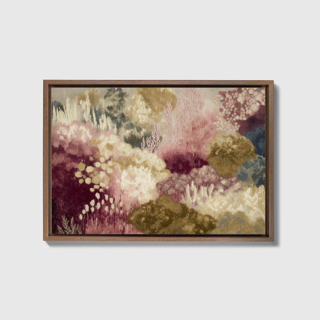 Abstract Floral Canvas, Moody Pink Burgundy Landscape Print 24x36 - Haven Walls