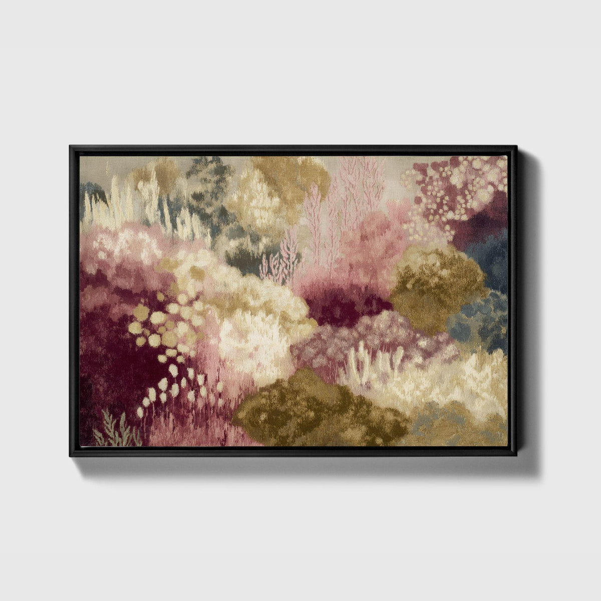 Abstract Floral Canvas, Moody Pink Burgundy Landscape Print 24x36 - Haven Walls