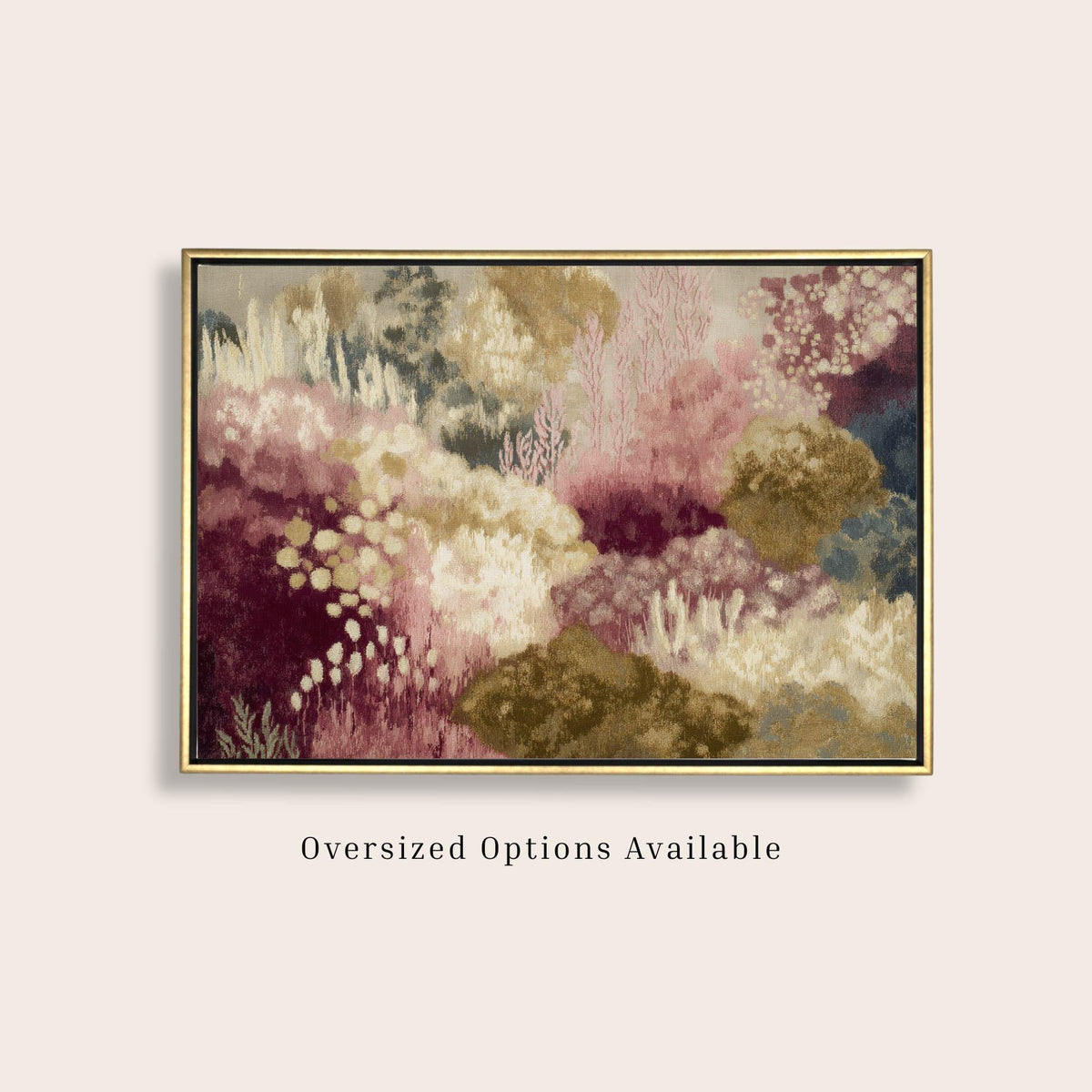 Abstract Floral Canvas, Moody Pink Burgundy Landscape Print 24x36 - Haven Walls