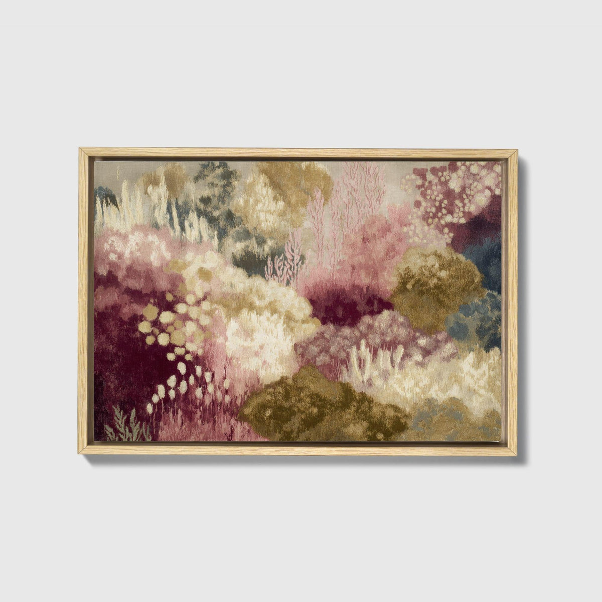 Abstract Floral Canvas, Moody Pink Burgundy Landscape Print 24x36 - Haven Walls