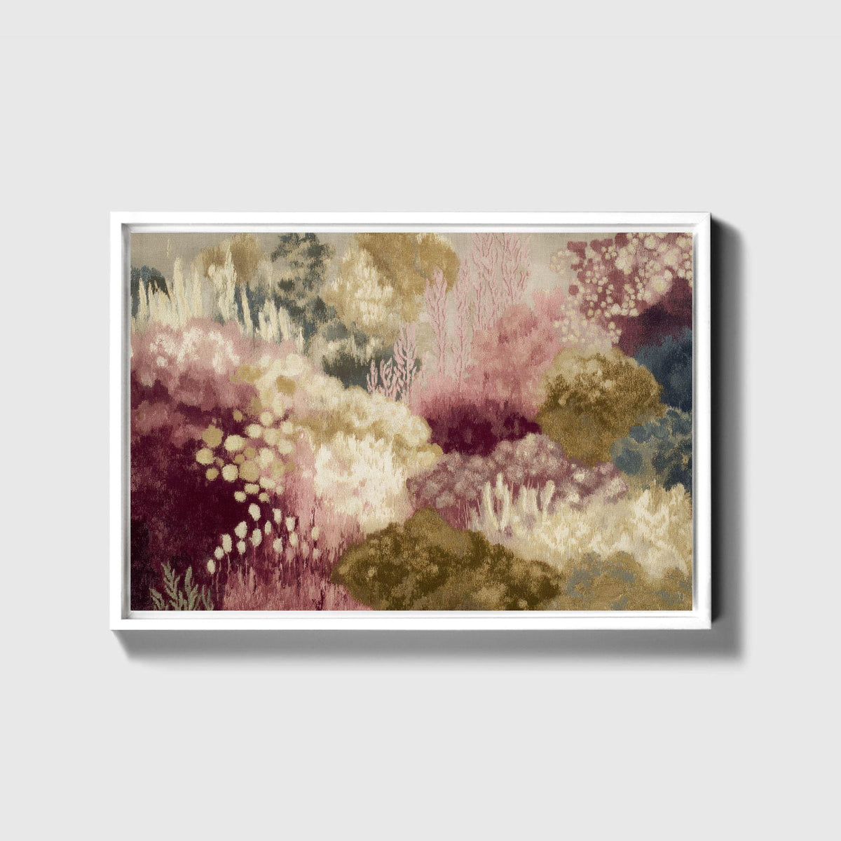 Abstract Floral Canvas, Moody Pink Burgundy Landscape Print 24x36 - Haven Walls