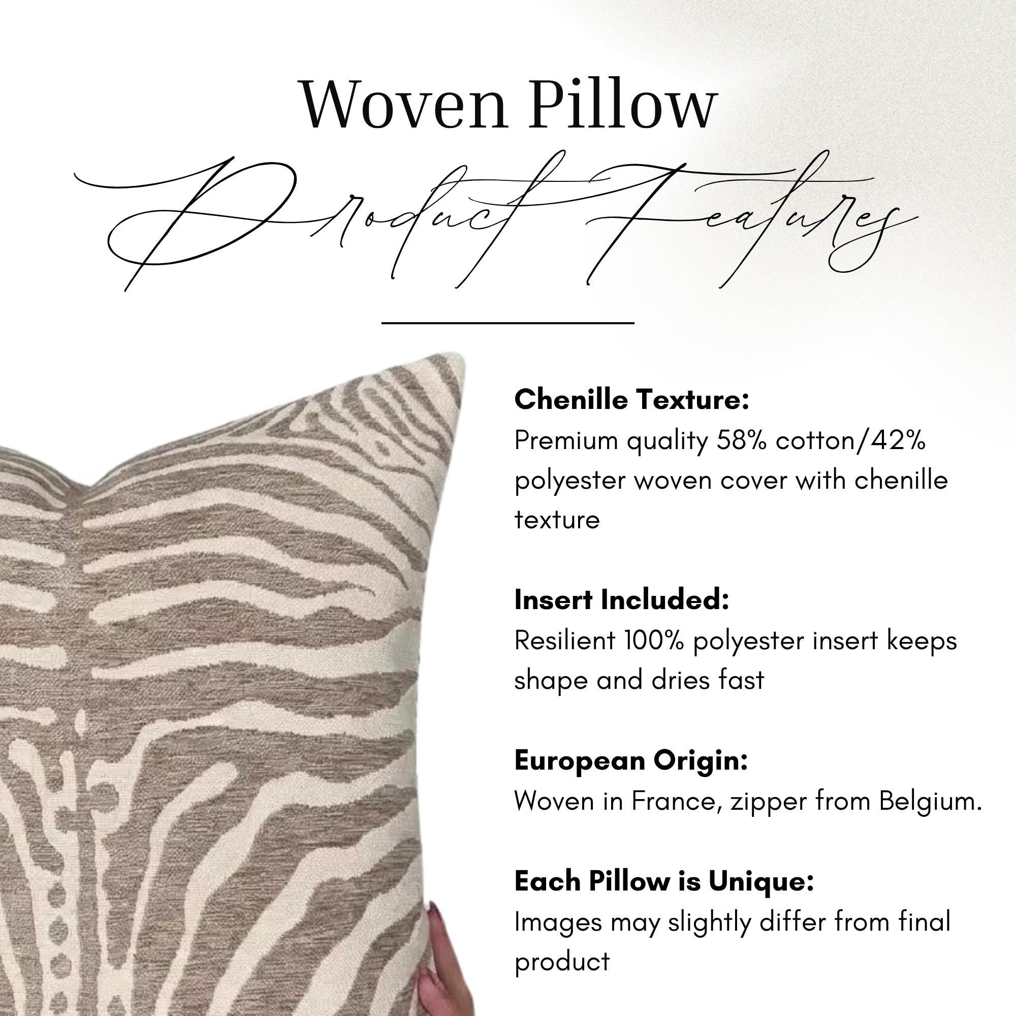 Greige Zebra Stripe Woven Pillow