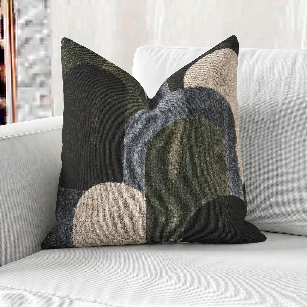 Baby Blue Art Deco Woven Pillow with Insert, 17" x 18" - Haven Walls