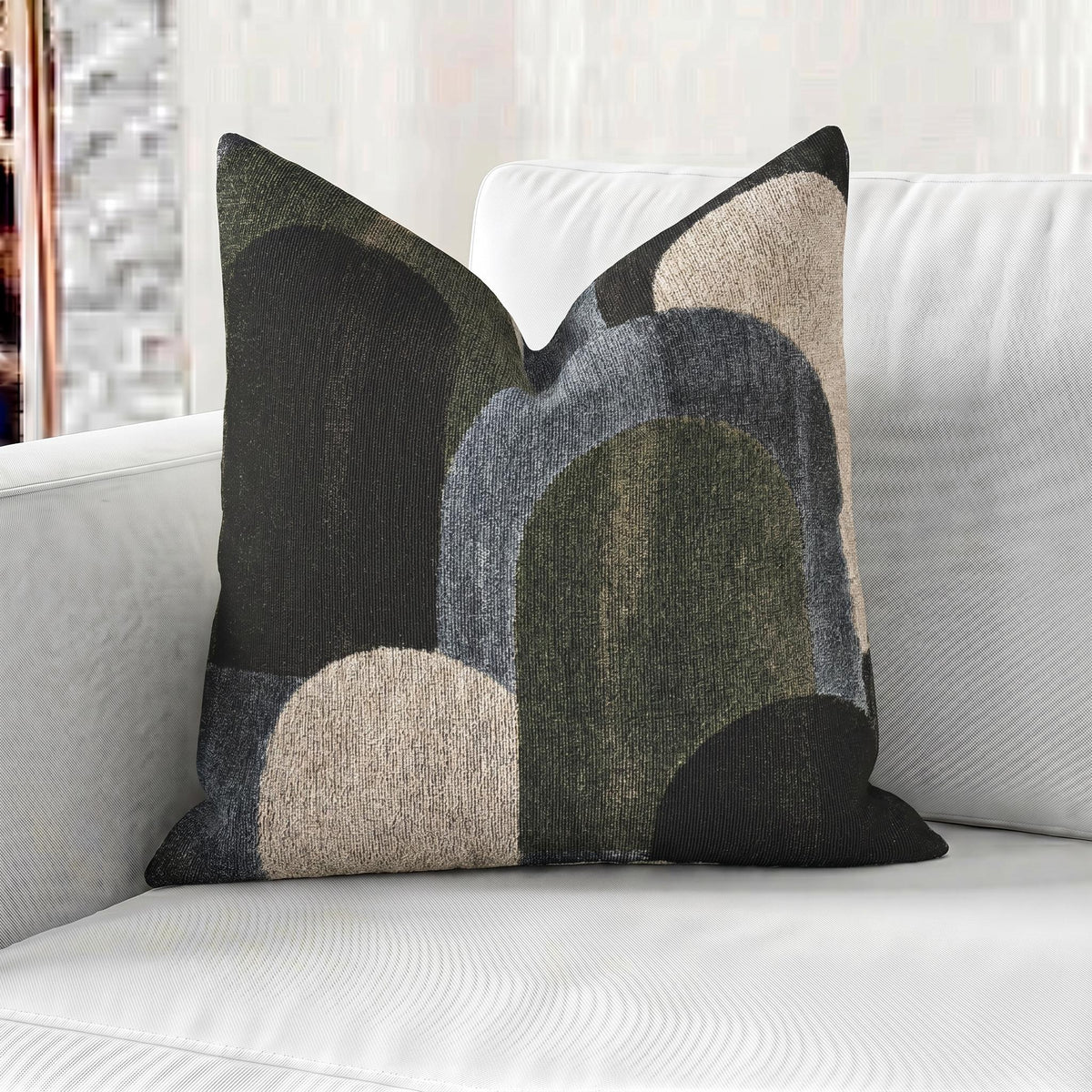 Baby Blue Art Deco Woven Pillow with Insert, 17" x 18" - Haven Walls