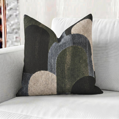 Baby Blue Art Deco Woven Pillow with Insert, 17" x 18" - Haven Walls