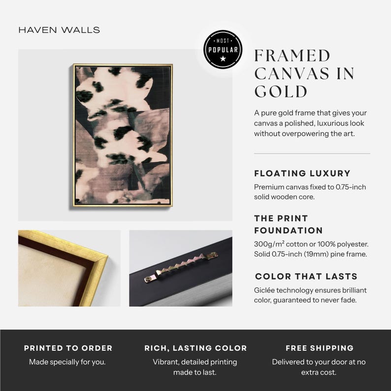 Black Blush Orchid Animal Print Giclée Canvas - Haven Walls