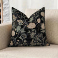 Black Floral Woven Pillow with Insert, 17" x 18" - Haven Walls