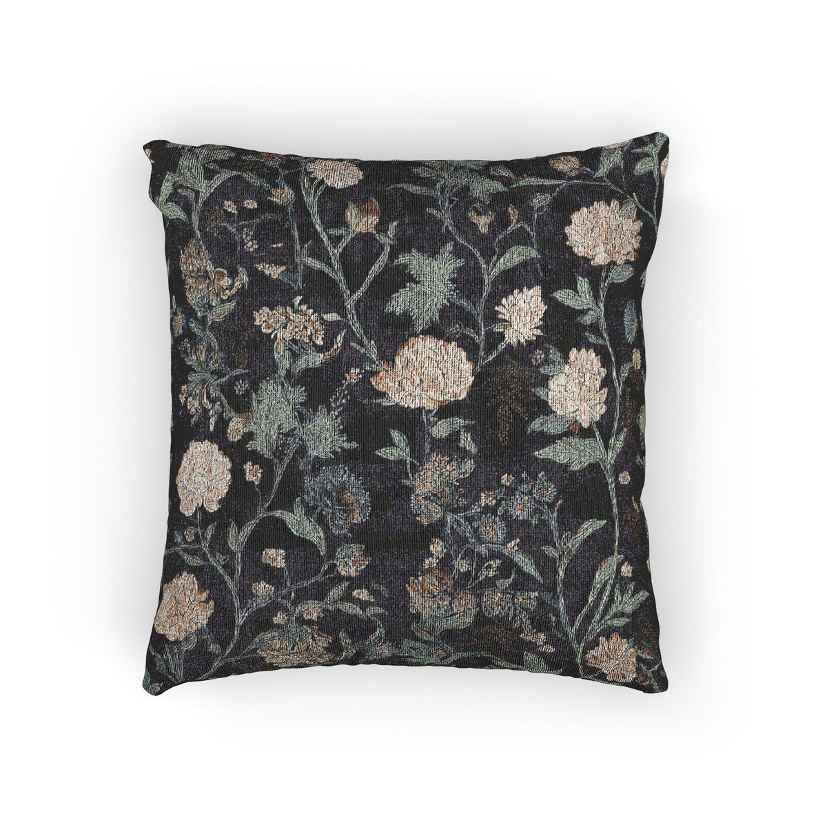 Black Floral Woven Pillow with Insert, 17" x 18" - Haven Walls