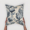 Blue Chinoiserie Jacquard Woven Pillow with Insert, 17" x 18" - Haven Walls