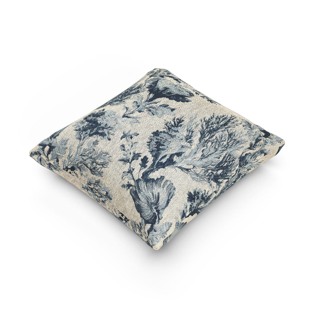 Blue Chinoiserie Jacquard Woven Pillow with Insert, 17" x 18" - Haven Walls