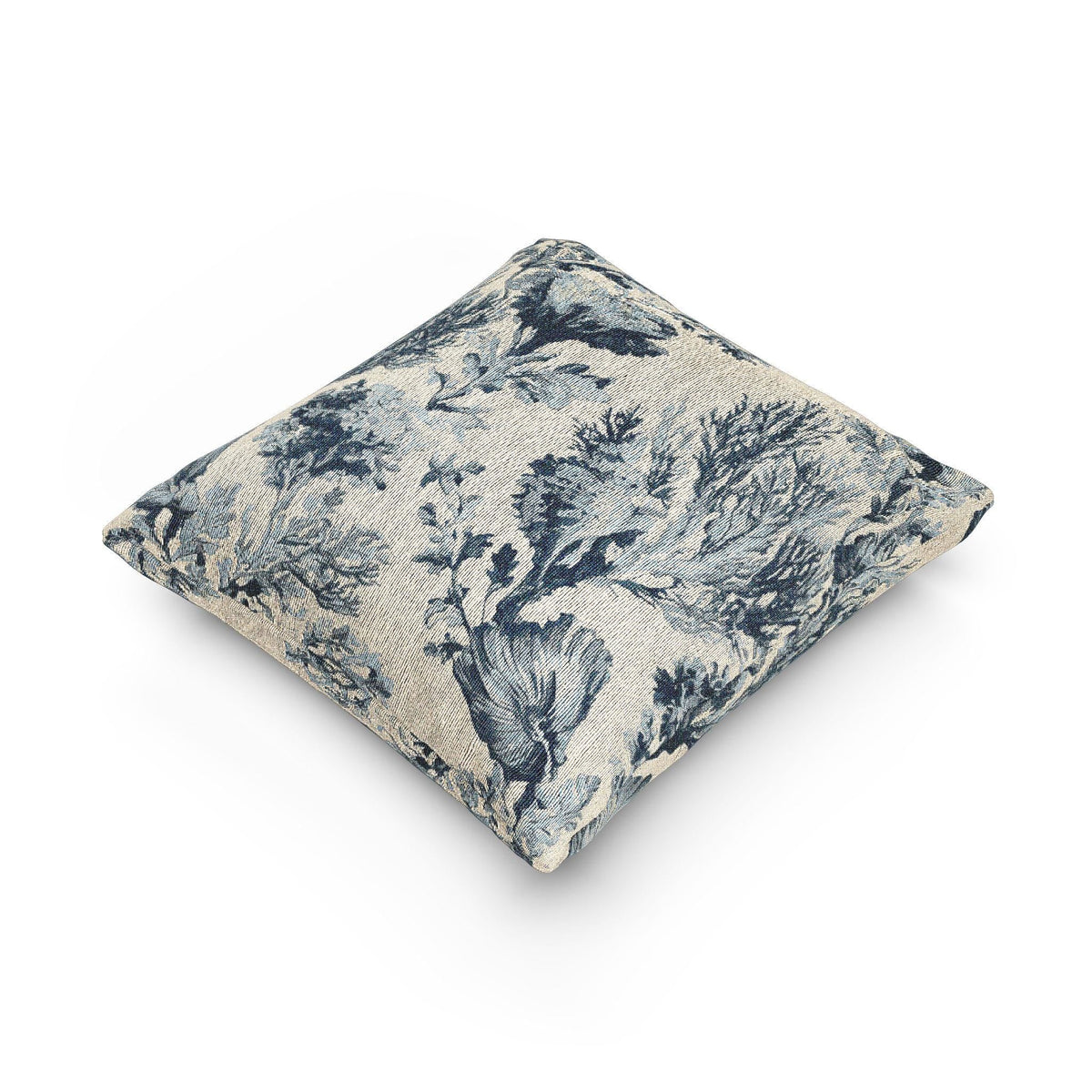 Blue Chinoiserie Jacquard Woven Pillow with Insert, 17" x 18" - Haven Walls