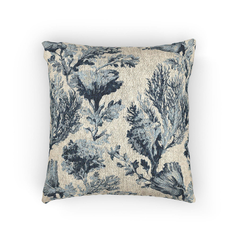 Blue Chinoiserie Jacquard Woven Pillow with Insert, 17" x 18" - Haven Walls