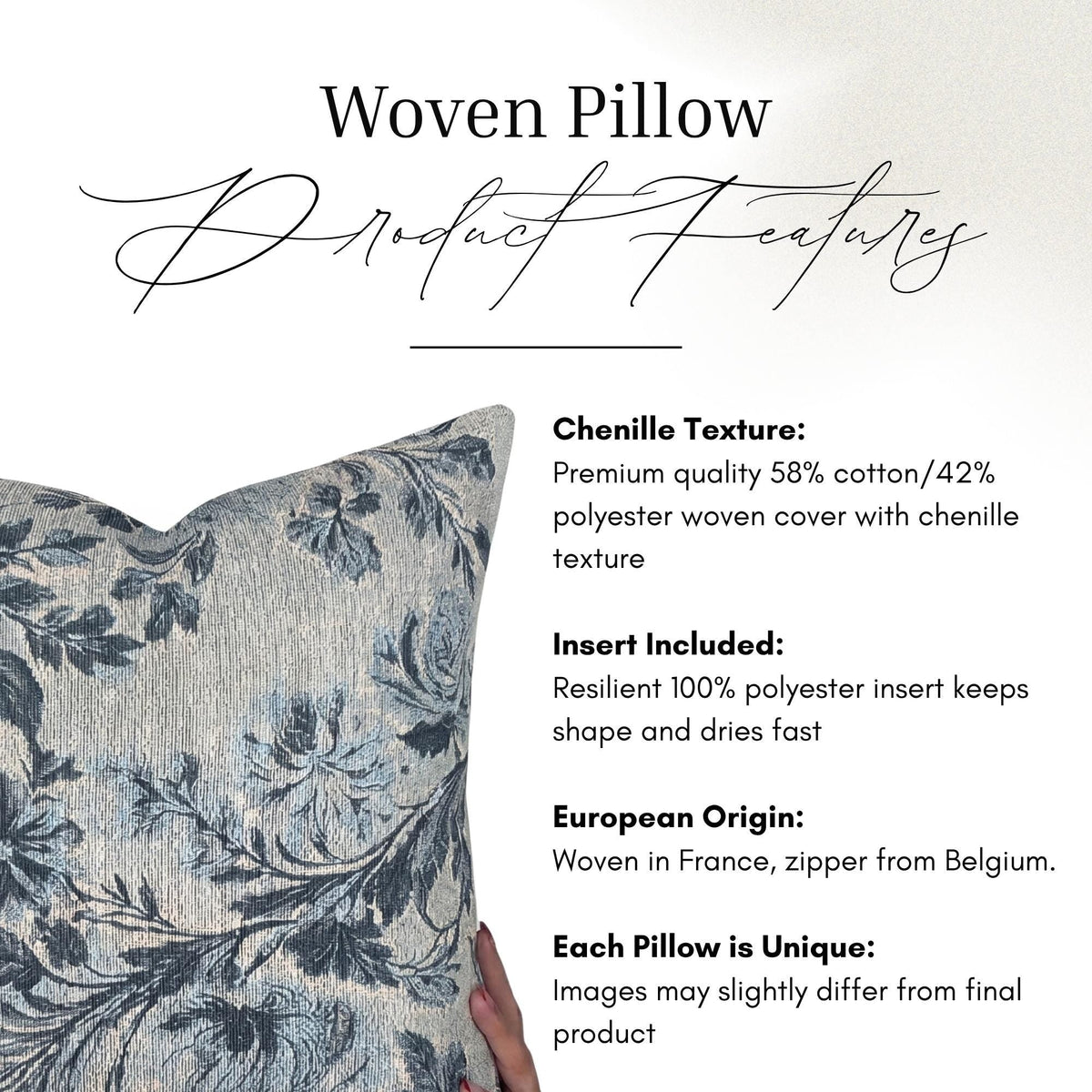 Blue Chinoiserie Woven Throw Pillow with Insert, 17" x 18" - Haven Walls