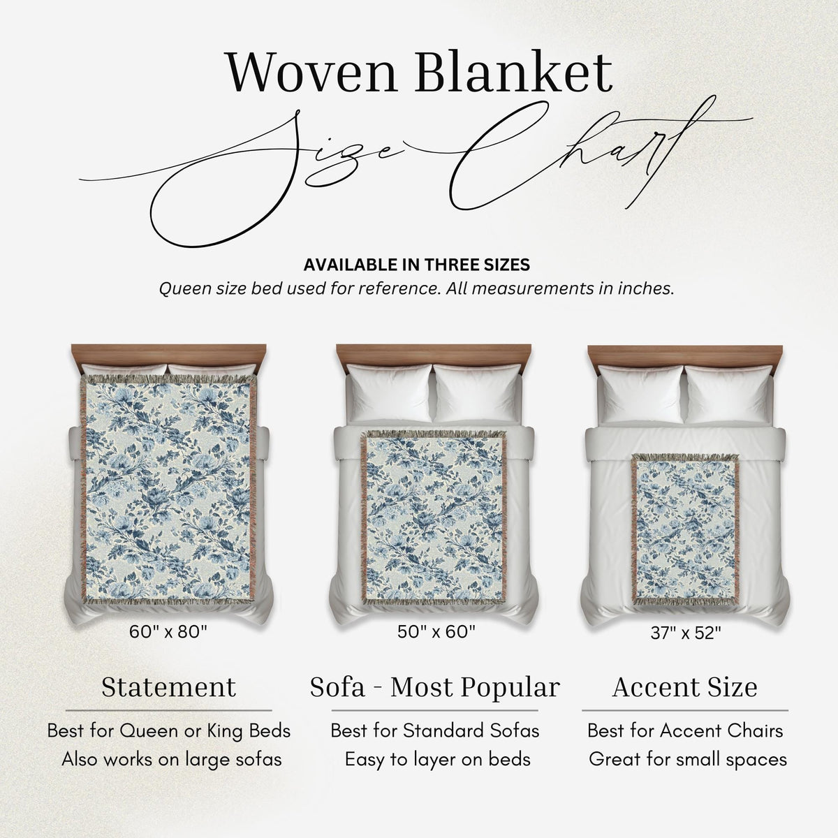 Blue & Cream Chinoiserie Woven Throw Blanket - Haven Walls