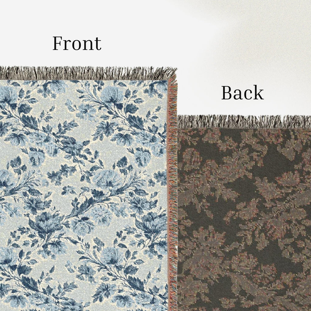 Blue & Cream Chinoiserie Woven Throw Blanket - Haven Walls