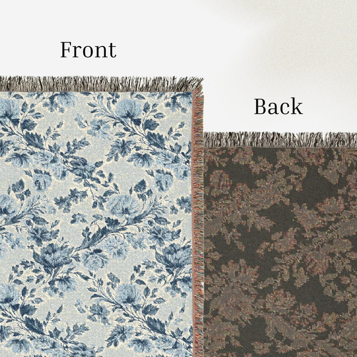 Blue & Cream Chinoiserie Woven Throw Blanket - Haven Walls