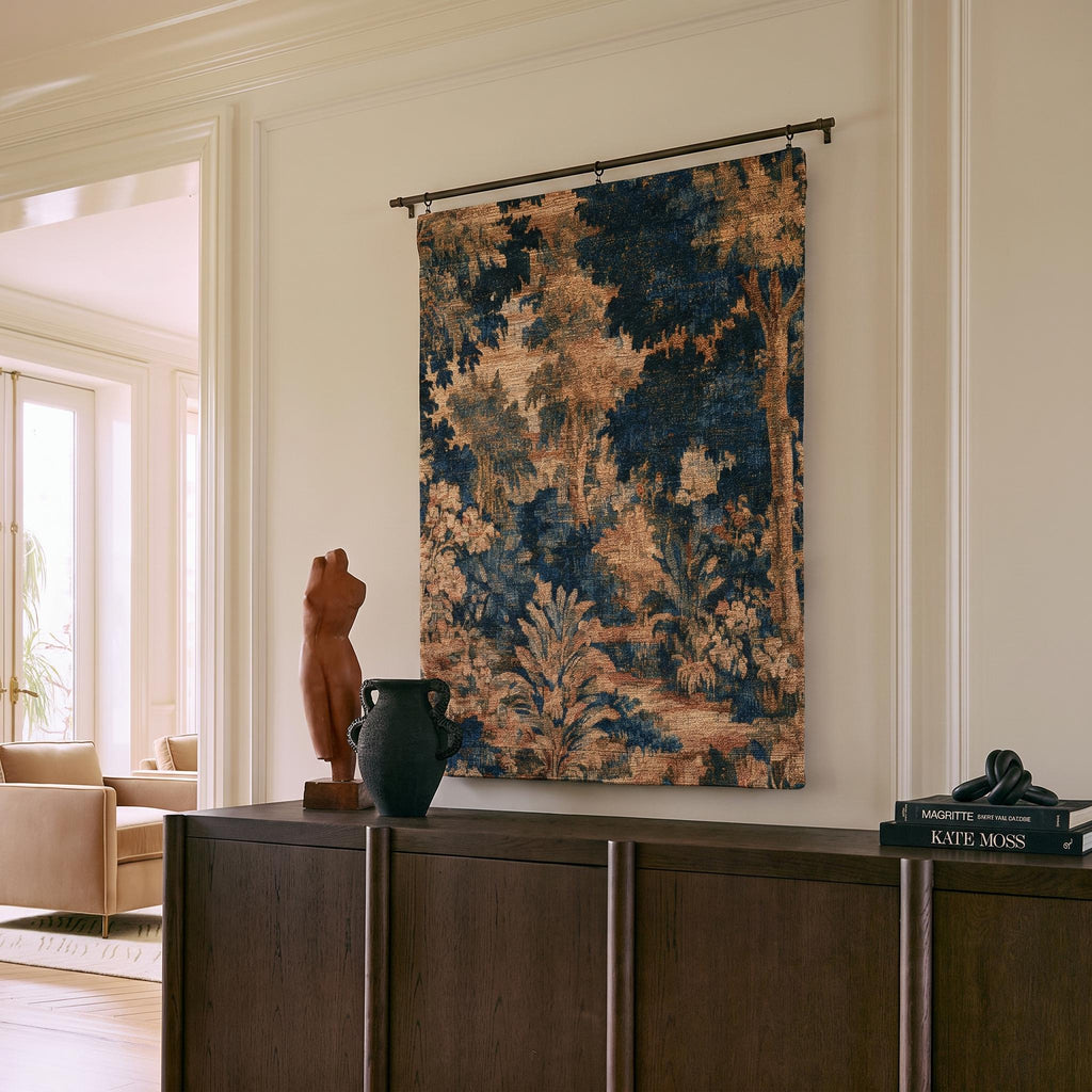 Blue & Rust Woven Wall Tapestry - Haven Walls