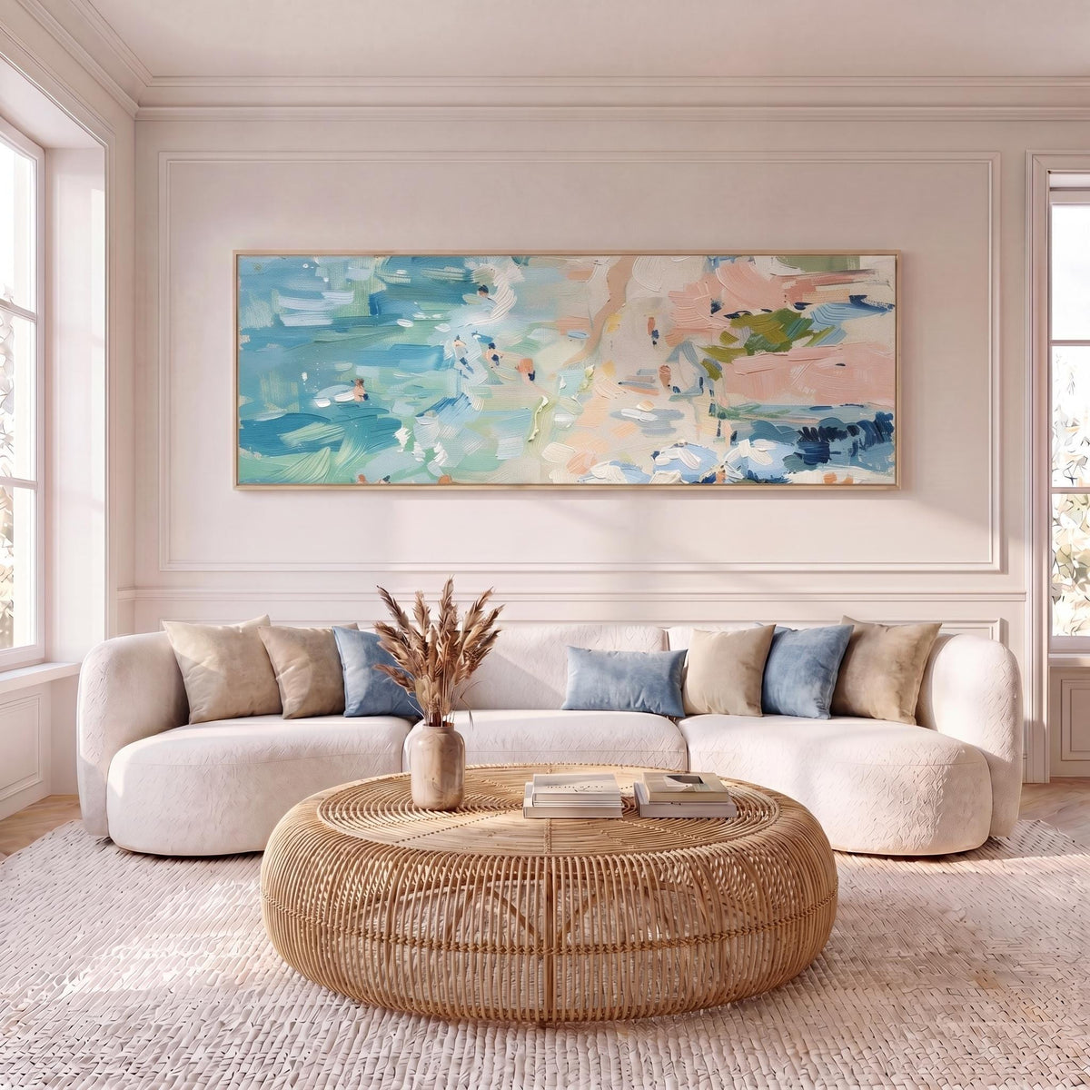 Blue & Sand Panoramic Canvas - Haven Walls