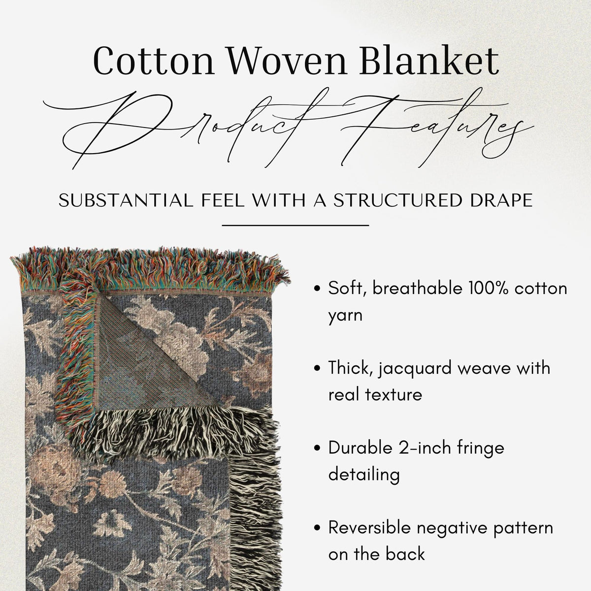 Botanical Baroque Woven Throw Blanket - Haven Walls