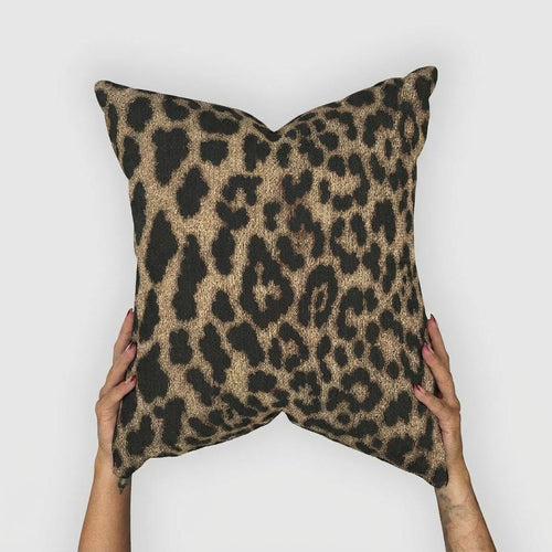Brown Cheetah Woven Throw Pillow with Insert, 17" x 18" - Haven Walls